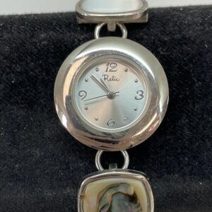 Relic Watch Womens Stainless Steel Silver Wood Pearl
